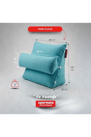 Xpermate Sırt, Bel, Boyun Destekli TV Okuma Yastığı Ameliyat Sonrası Mavi