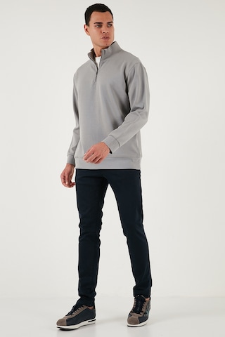 Buratti Pamuklu Regular Fit Yarım Fermuarlı Dik Yaka Erkek Sweat 5905470 Gri