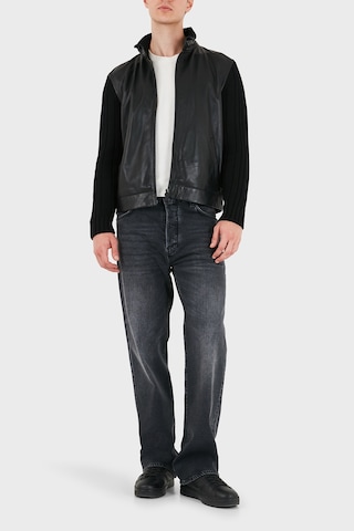 Emporio Armani Deri Dik Yaka Fermuarlı Ceket Erkek Ceket Em007276 Af29262 Uc001 Siyah