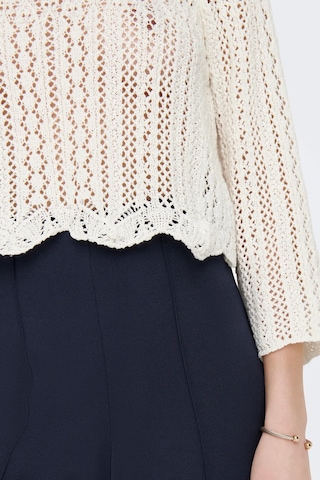Only Kadın Örme Detaylı Beyaz Crop Kazak - 15233173 Beyaz