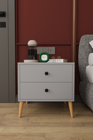 Modern 2 Çekmeceli Komodin Şifonyer %100 Mdf Çok Amaçlı Organizer Kmd03 Kül Gri