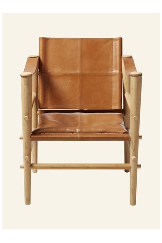 Cinas Noble Safari Lounge Koltuk Bambus Gövde Deri Oturum Skandinav Tarz 61x59x79 Cm Sandalye Kahverengi
