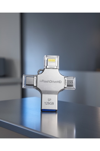 128gb 4in1 Flash Bellek Usb-a Type-c Lightning Microusb