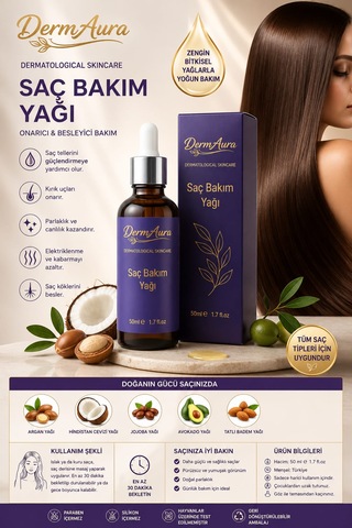 Dermaura Saç Bakım Yağı Onarıcı Ve Besleyici Bakım 50 Ml