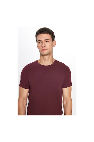 Tudors Erkek Slim Fit Dar Kesim Pamuklu Yumuşak Dokulu Esnek Kumaş Düz Basic Bordo Bisiklet Yaka Tişört-31551-bordo Bordo