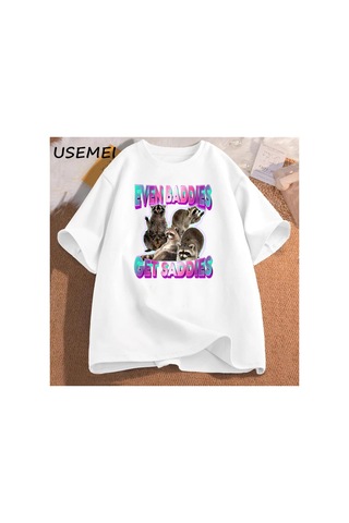Tarzsokak Erkek Pamuk T-shirt Bile Baddies Olsun Saddies Rakun Komik Garip Belirli Meme Grafik Baskılı 2891 Beyaz Tarzsokak Erkek Pamuk T-shirt Bile Baddies Olsun Saddies Rakun Komik Garip Belirli Meme Grafik Baskılı 2891 Beyaz