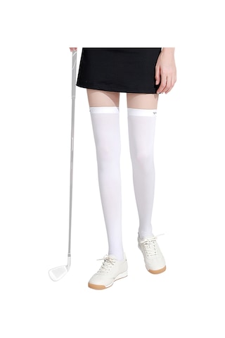 Geeksen Kadın Bacak Kolluğu - Spandex Polyester Golf Ve Güneş Korumalı Beyaz