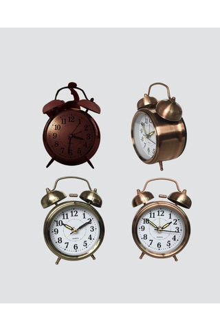 Büyük Boy Masa Saati Bronz Kaplama Metal Yüksek Sesli Alarm Çok Renkli