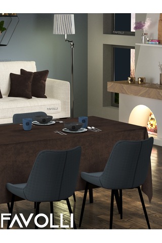 Kadife Dokulu Kahverengi Masa Örtüsü Kahverengi