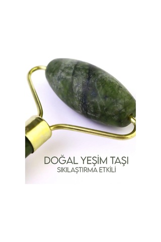 Tr 3'lü Cilt Bakım Seti Yeşim Taşı + Gua Sha Masaj Taşı + Maske Sürme Aparatı