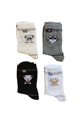 Butik Erkek Çocuk 4 Adet Hayvan Desenli Soket Çorap 0-1, 1-2, 3-4, 5-6, 9-10,11-12 Yaş Çok Renkli