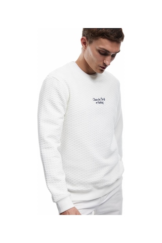 Koton Uzun Kollu Bisiklet Yaka Dokulu Beyaz Erkek Sweatshirt 6wam70075mk Beyaz