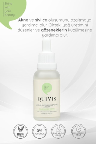 Quivis Akne Sivilce ve Siyah Nokta Karşıtı Niacinamide Serum 30 ML