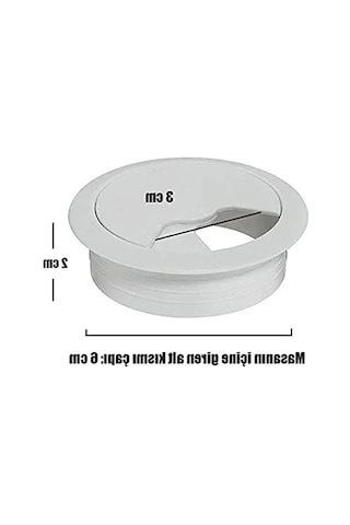 Masa Kapağı İçin Kablo Kanalı Deliği Kapağı, Beyaz Renk, 6 Cm Boyut