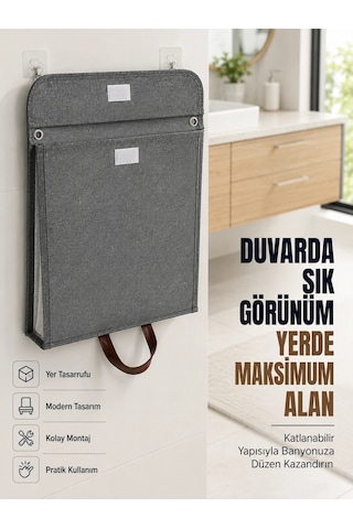 Katlanır Duvar Askılı Çamaşır Sepeti Geniş İç Hacimli Banyo Düzenleyici Çok Renkli