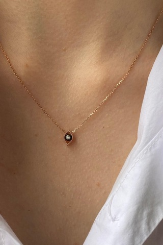 Zümrüt Sarraf 8 Ayar Altın 0.03 Ct Tek Göz Elmas Kolye