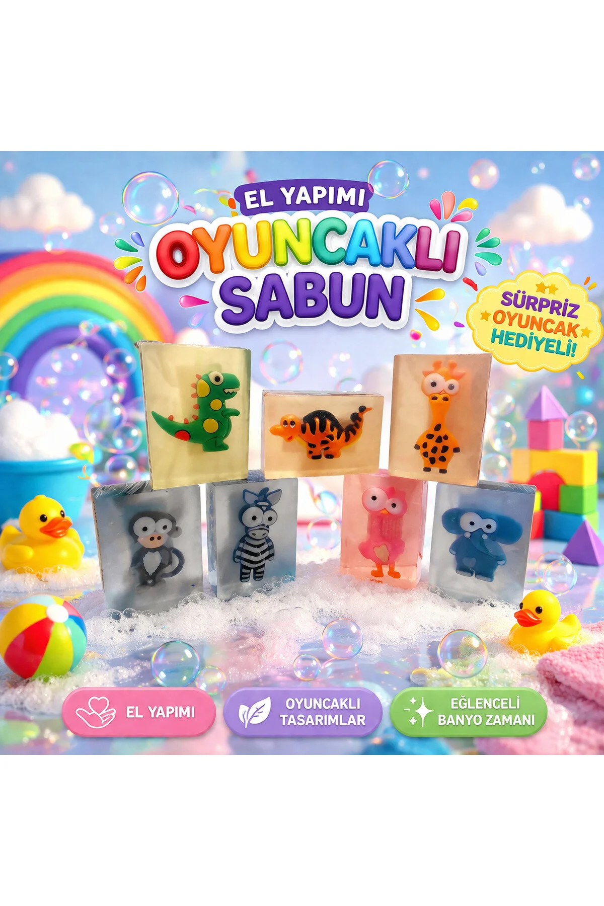 Oyuncaklı Çocuk Sabunları Erkek Çocuğu Karakterler Çilek