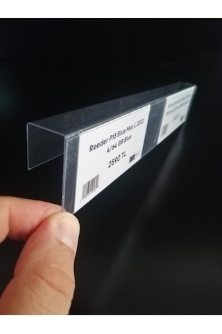 10 Adet Pvc Etiketlik Dik Geçme Ahşap Raf 24 x 4 CM İsimlik Kart Cebi