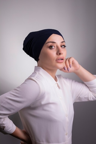 Halven Lacivert Pratik Hazır Geçmeli Iç Bone Viskon Kumaş Çapraz Tek Ban Lacivert