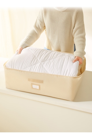 Ocean Home Textile 2'li Bej Balıksırtı Baza Altı Hurç Set