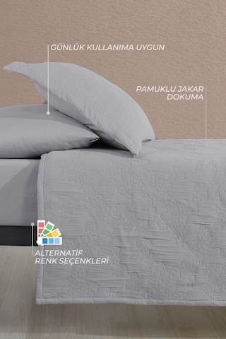 Elart Nice Yatak Örtüsü Çift Kişilik Gri