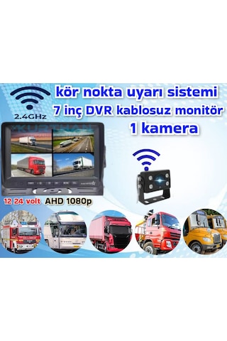 1 Adet Kablosuz Kamera Ahd 1080p 7 İnç Dvr Monitör Bsd Kör Nokta Sistemli 12 24 V