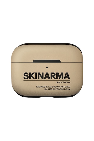 Apple Uyumlu AirPods Pro 2 Kılıf Skinarma Pu Deri Tasarım Spunk Kılıf Krem