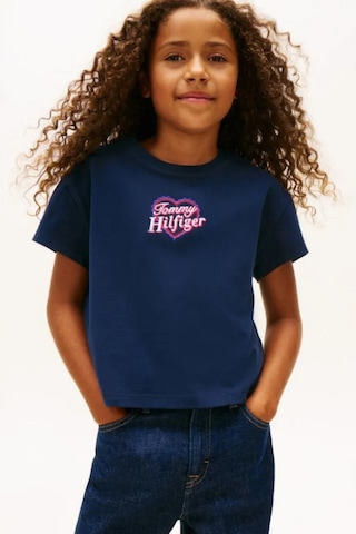 Kız Çocuk Pamuklu Kalp Nakışlı T-shirt - Lacivert Çok Renkli