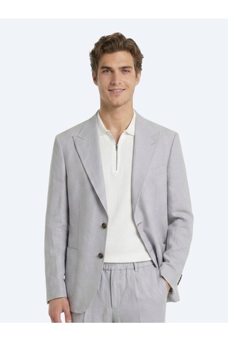 Kip Gri Modern Fit Keten Karışımlı Takım Elbise