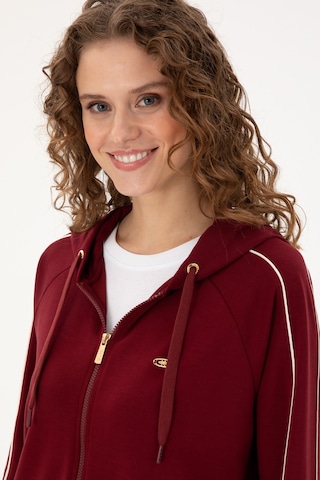 U.S. Polo Assn. Kadın Bordo Kapüşonlu Fermuarlı Sweatshirt 50297354-VR014