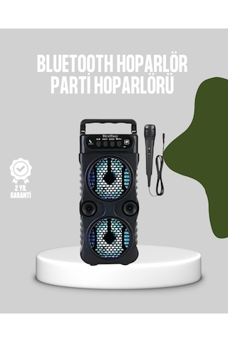 Bluetooth Bağlantılı Led Işıklı Taşınabilir Hoparlör 1200 Mah Şarjlı, Fm Radyolu Çok Renkli