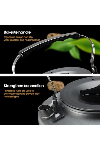 Moveevo Kamp Çay Ve Kahve Çerçevesi 1.5l - Alüminyum Alaşımlı 4-5 Kişilik - Dayanıklı Ve Hafif - Outdoor Kullanım Gümüş