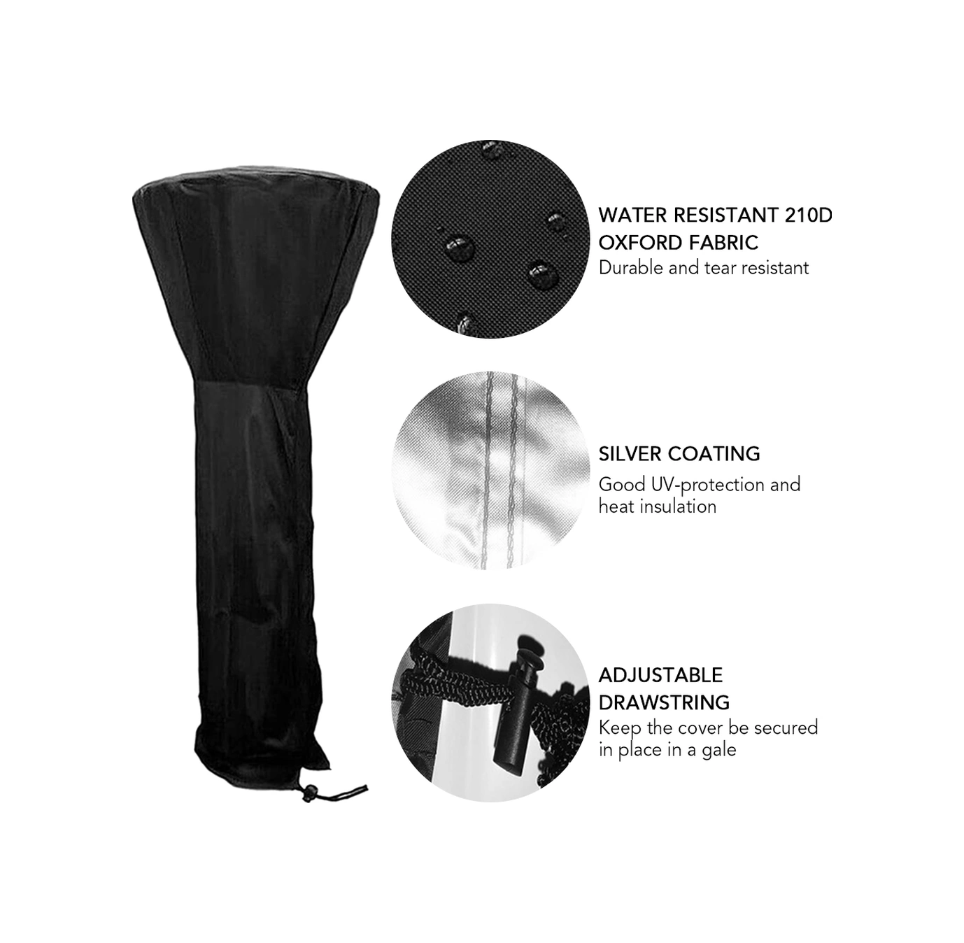 Neevoyu 210d Oxford Pu Kaplama Bahçe Isıtıcı Koruması - Su Geçirmez, Yağmur Ve Güneş Tenkidi - 221x85x48 Cm S Boyutu