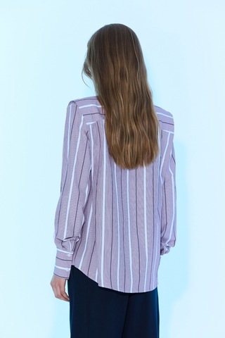 Sagaza Studio Ss6060 Vatkalı Çizgili Gömlek Bordo