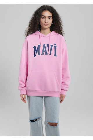 Mavi - Mavi Logo Baskılı Kapüşonlu Pembe Sweatshirt 1600361-71038 Pembe