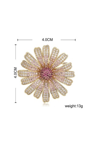Blucome Yeni Varış Zarif Kaliteli Bakır Broş Çiçek Şekli Kadın Takım Elbise Ders Başörtüsü Pimleri Açık Pembe