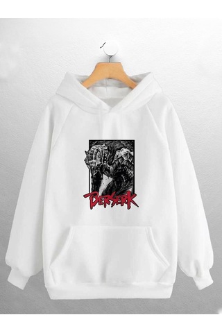 Macklin Unisex Kadın Erkek Berserk Anime Baskılı Sweatshirt Beyaz Mck0804 Beyaz