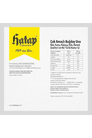Hatap Değirmenleri Çok Amaçlı Un 4 Kg