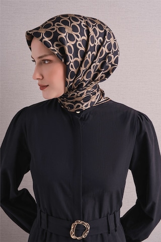Armine İpek Eşarp 2027 Kış - 9638-06 Siyah Sarı Twill