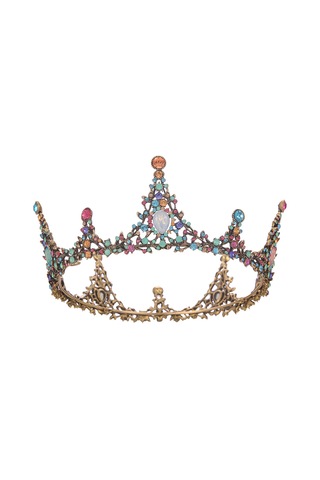 Tam Rhinestone Ayar Ayar Taç Düğün Tiara Doğum Günü Partisi Yetişkin Töreni İçin Büyük Yuvarlak Hafif Düğün Taç Çok Renkli
