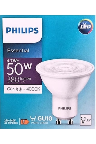 Philips Essential 4,7w 50w Gu10 Led Spot Ampul Ilıkbeyaz Işık 4000k - 10 Adet Seçenekler