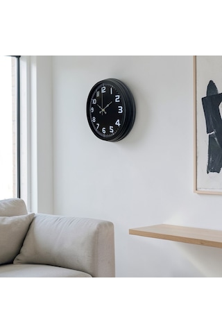 Midnight Black 40 Cm Metal Duvar Saati Çok Renkli