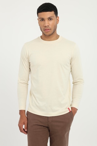 Dufy Bej Basic O Yaka Erkek Uzun Kollu T-shirt-25485