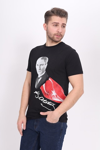 Toontoy Unisex Atatürk Baskılı Tişört 23093 Siyah