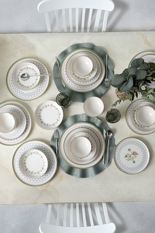 Keramika Rose Line Yemek Takımı 24 Parça 6 Kişilik 22909-10-11 Çok Renkli