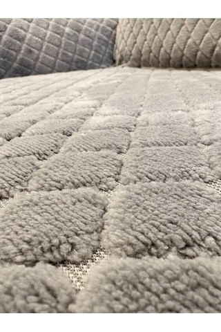 Bibaha Peluş Lastikli Koltuk Örtüsü 3 Kişilik Yıkanabilir Esnek Koltuk Kılıfı Gri 180 X 230 Çok Renkli
