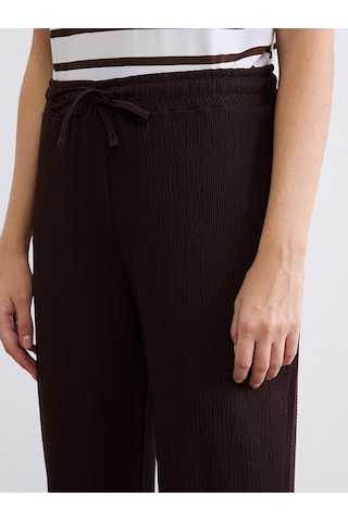 Lcw Comfort Kahverengi Beli Lastikli Dokulu Kadın Pantolon
