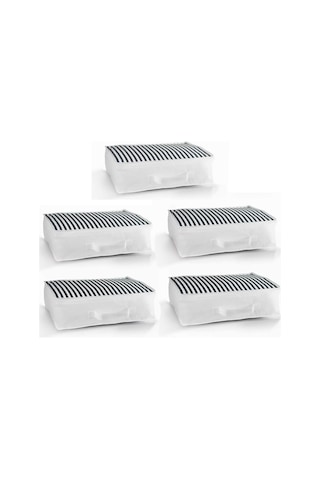 5'li Set Düzenleyici Yorgan Hurcu Lacivert Çizgili 53x44x20 Lacivert