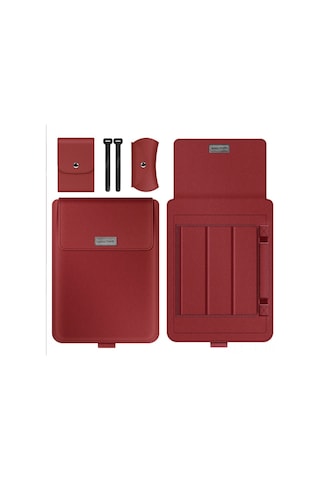 Lemestar Huawei Mate 14,  Mac 15.6/16/17 İnç Laptop İç Çantası Ve Standlı Saklama Çantası - Pembe Renkli