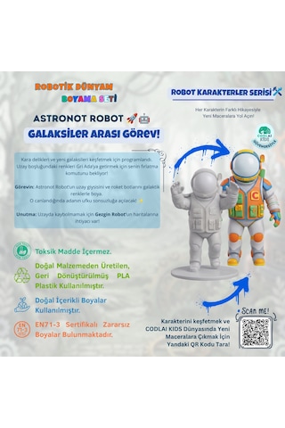 Codlaı Kids Robotik Dünyam 3d Boyama Seti - Çocuklar İçin Eğitici Yaratıcı Oyuncak Boyama Kiti - Astronot Robot